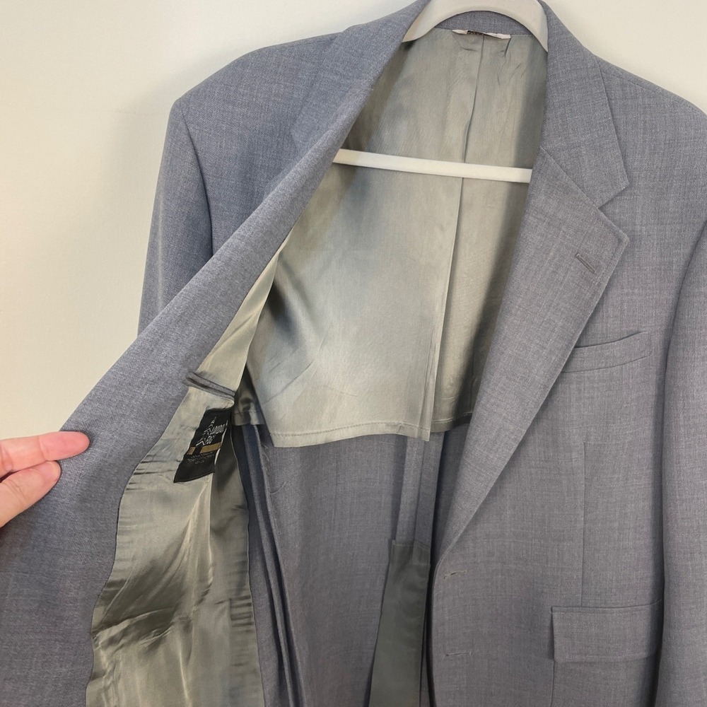 London Fog Mens Blazer 44R Gray Two Button Gold Accents Classic Made‎ in USA - Picture 7 of 11